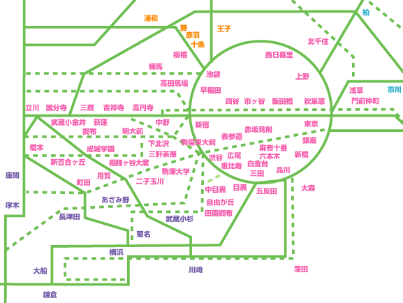 横浜・東京・千葉の地図